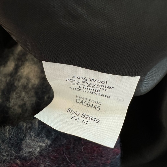 Madewell Navy and Red Brushed Plaid Soft Wool Blend Woman’s Estate Coat Size 10 - Picture 10 of 12